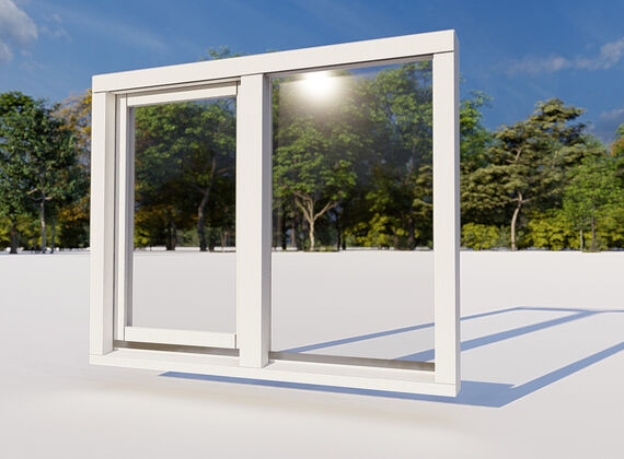 Draaikiepraam met vastglas